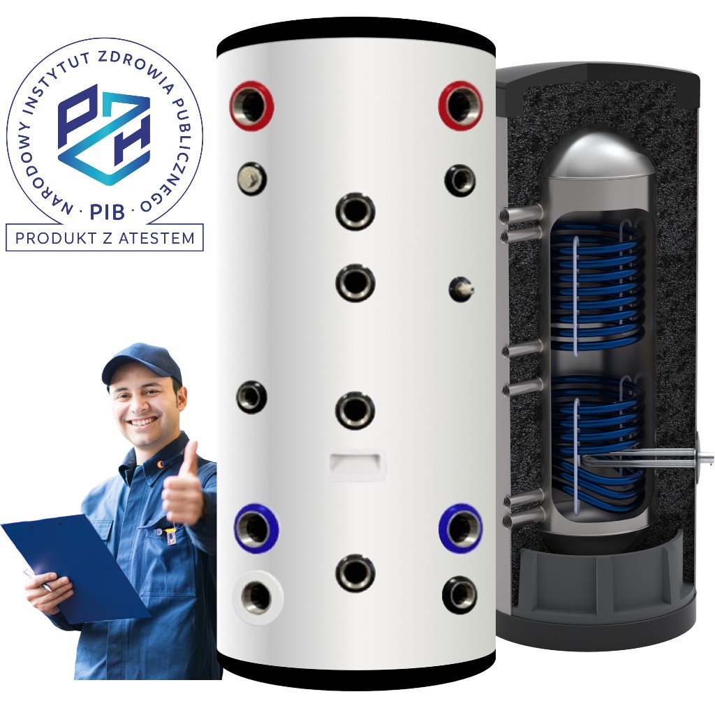 Zasobnik CWU bojler NIERDZEWNY zbiornik ciepłej wody 2 wężownice 400L