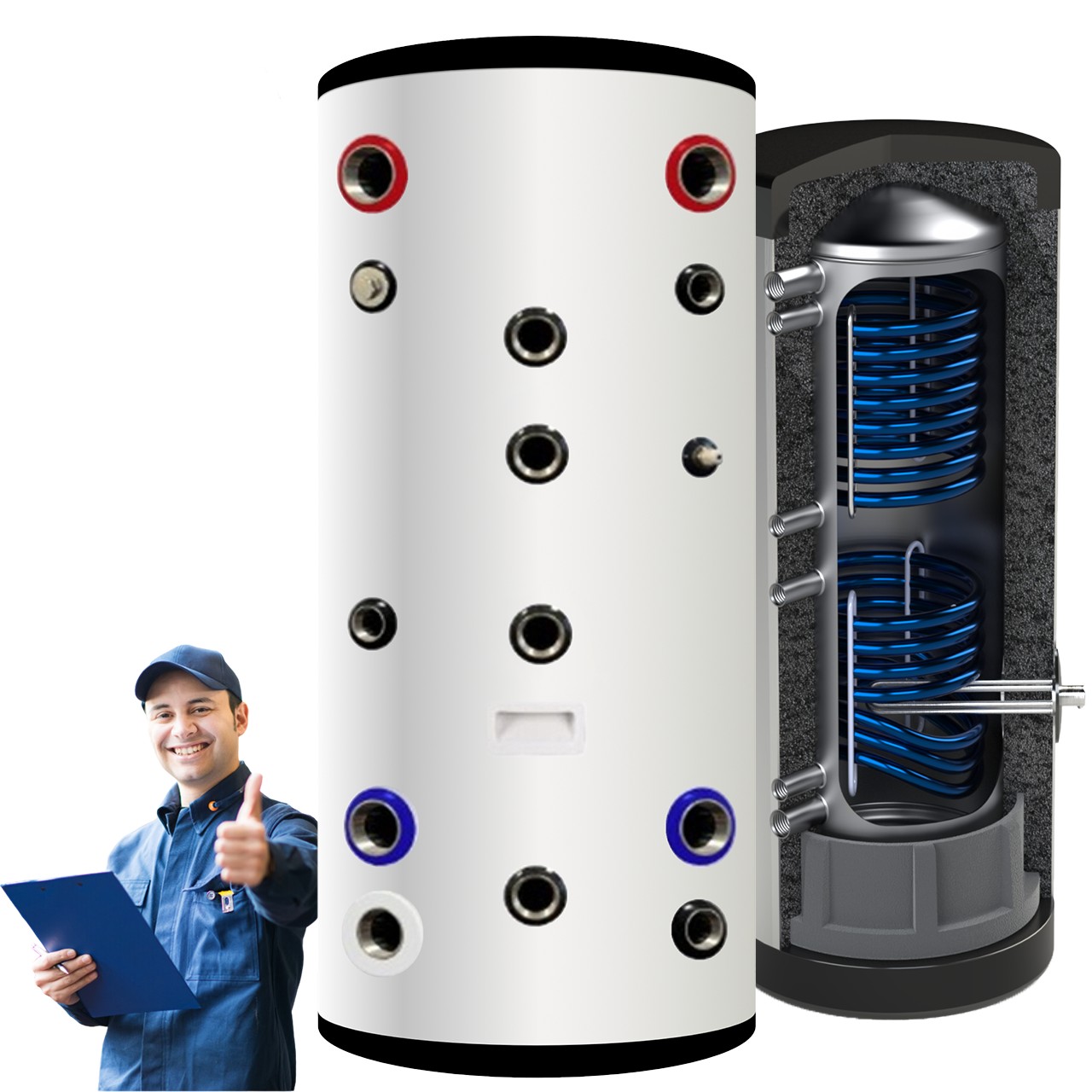 Zasobnik CWU bojler NIERDZEWNY zbiornik ciepłej wody 2 wężownice 300L - obrazek 13