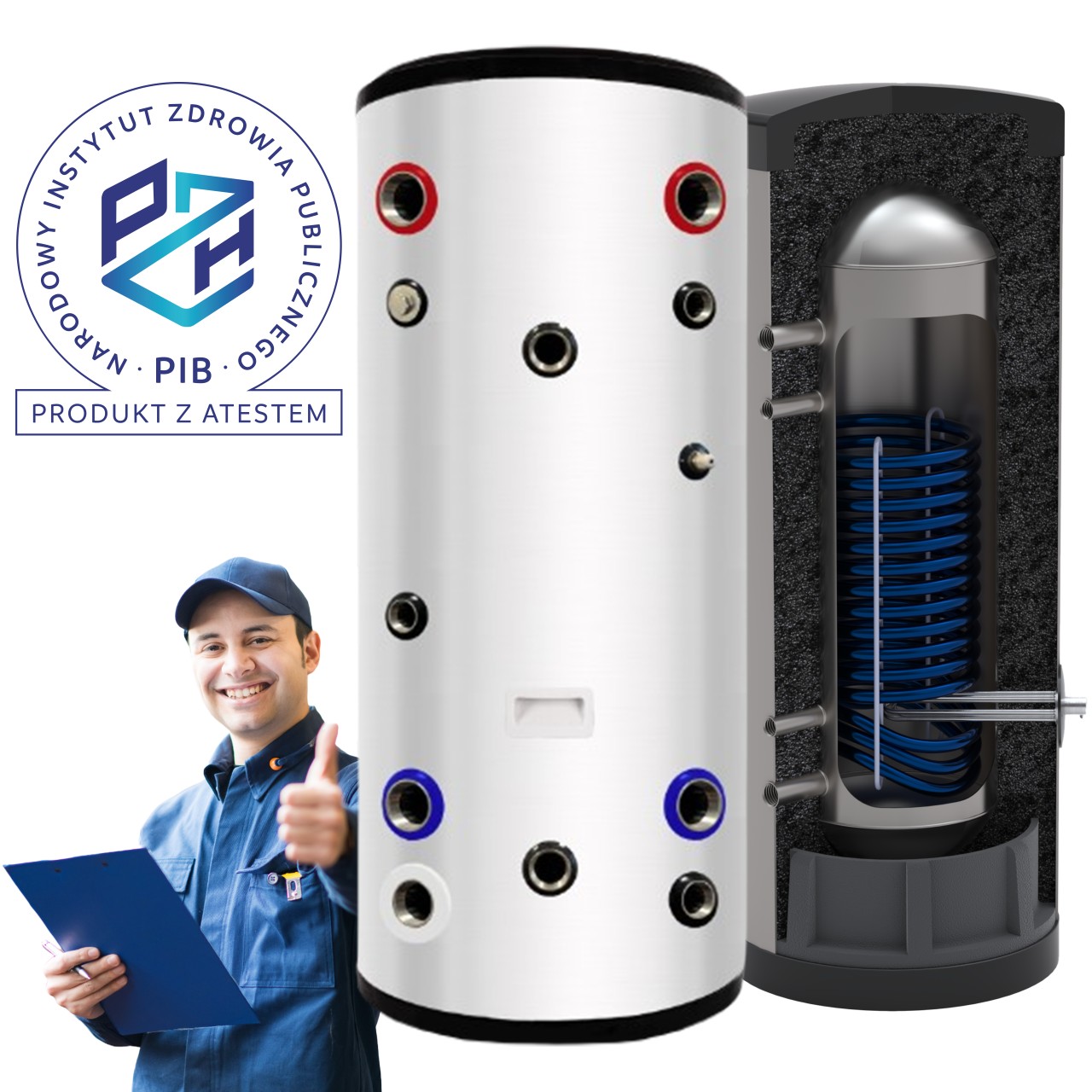 Zasobnik CWU bojler NIERDZEWNY 500l zbiornik bufor z wężownicą 4,2m^2